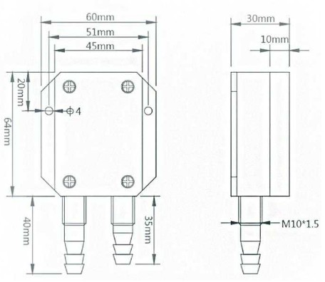 micro- van 5V 30kpa Differentiële Druksensor voor Luchtcompressor 0